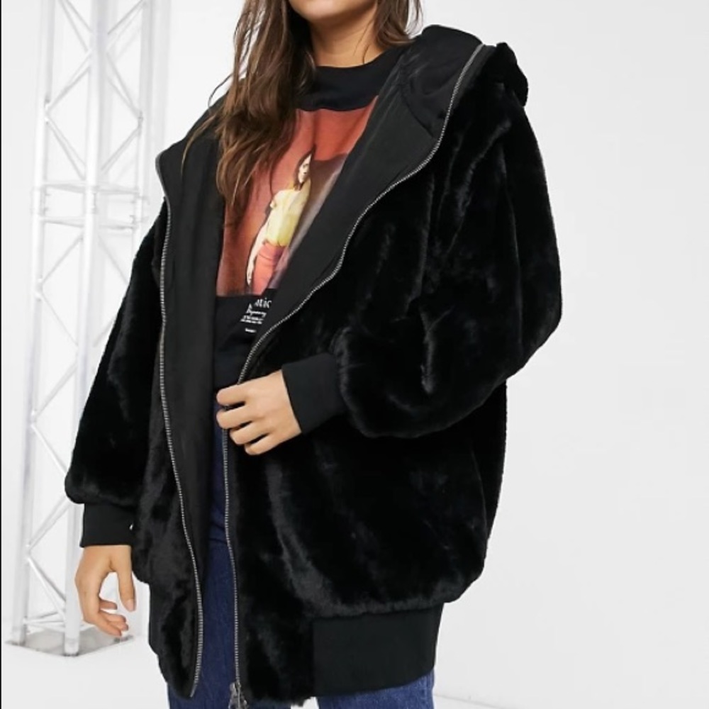 FREE PEOPLE Faux Fur Hooded Oversized Jacket NWT